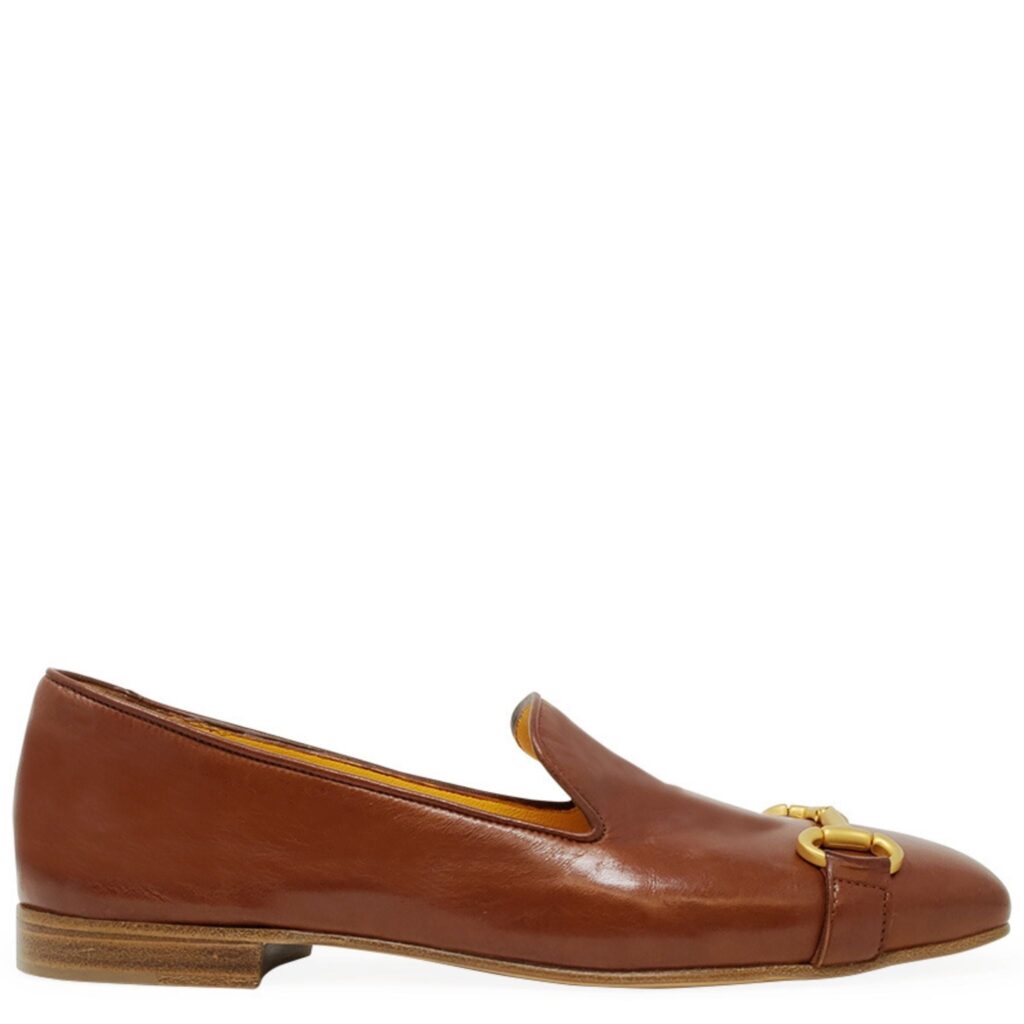 Cognac Leather Square Toe Loafer
