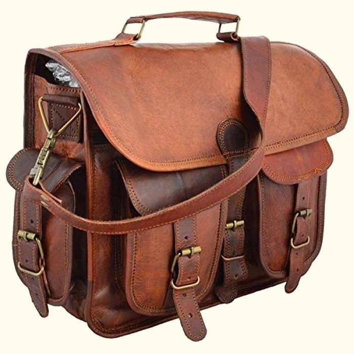 Handcrafted Vintage Top Grain Leather Briefcase