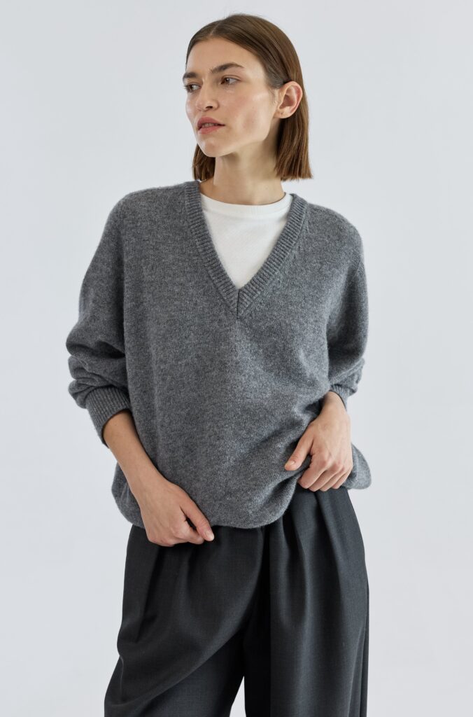 Slouchy Oversized V Neck Wool Sweater