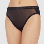 Gossamer Mesh Hi Cut Brief Underwear - Black