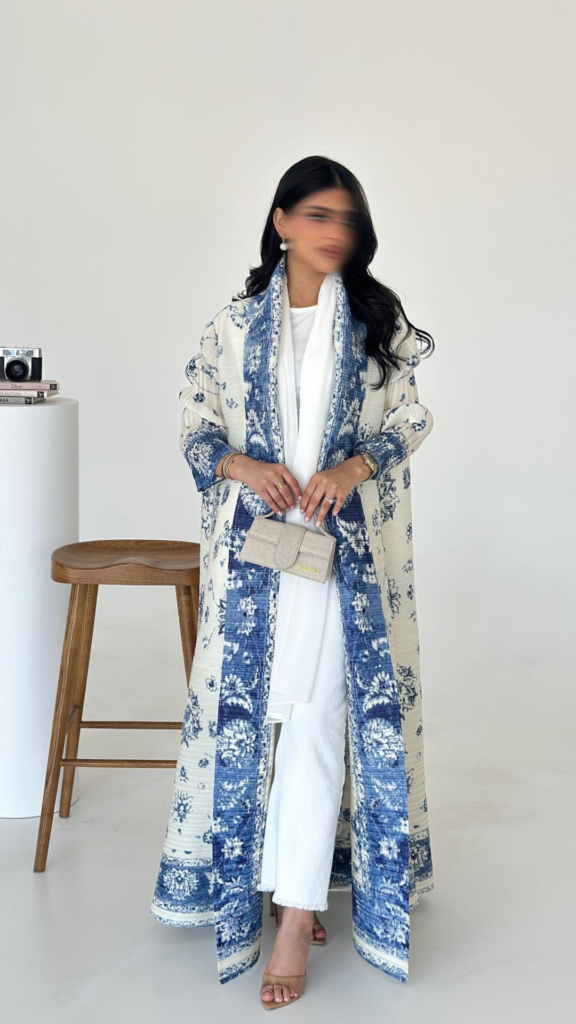 Oaisis Abaya Vogue Timeless Blue and White Florals