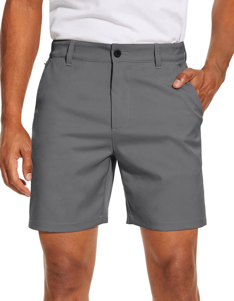 PULI Men's 7 Inch Lightweight Quick Dry Golf Shorts with Pockets