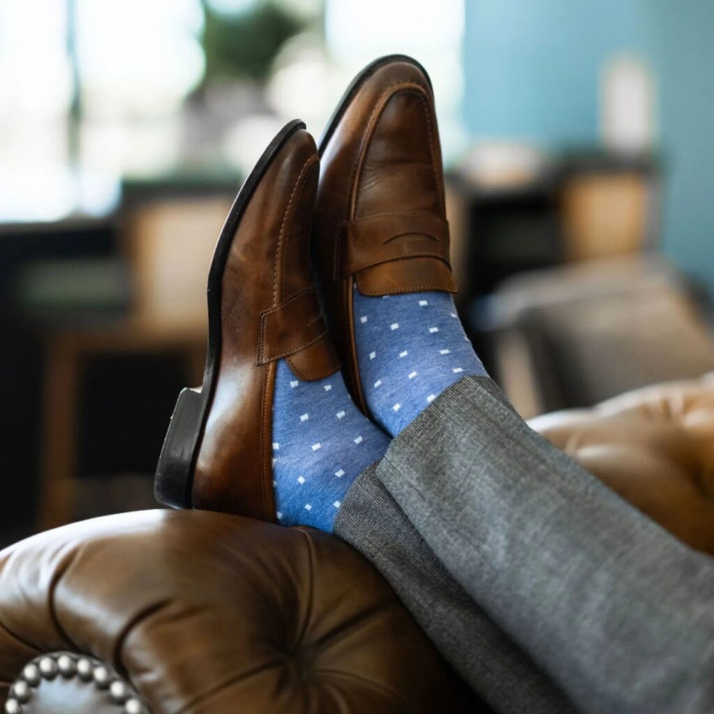The Braxtons – Heathered Blue Micro-Square Sock